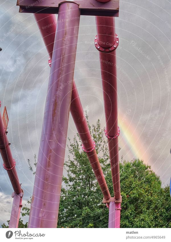 waterways Ber6 Rainbow conduit pink Sky Deserted Conduit Clouds Tree