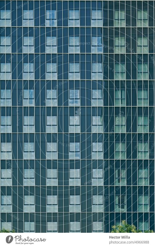 Office building with windows as a vertical landscape in blue color in Barcelona Architecture architectural photography architecture and buildings
