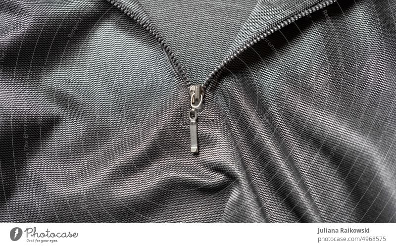 zip Zipper Clothing Jacket Undo Close Extract Colour photo Open Close-up Detail Attract Substances Textiles Silver Gray Deserted Fashion Style Wrinkles Design