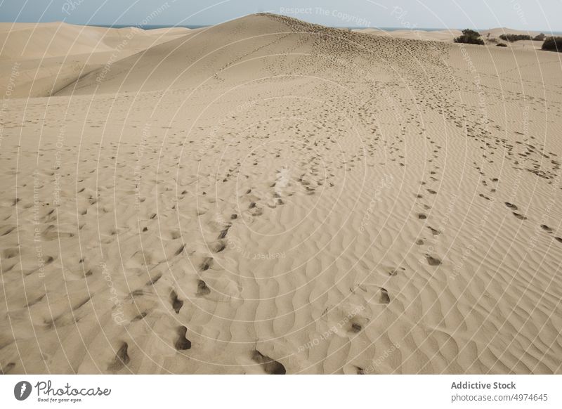 Texture of sand land footprints texture dune spain desert ripple europe summer nature landscape travel adventure dry hot scenic dust wave shape panoramic