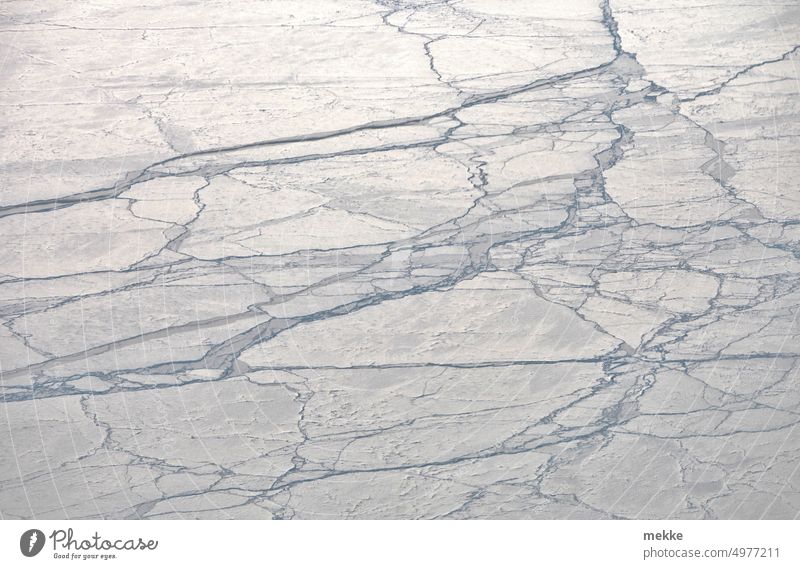 Just before the North Pole The Arctic Sea ice Ice Snow Frozen surface Aerial photograph Winter Frost Nature Landscape just Desert ice floes Climate protection