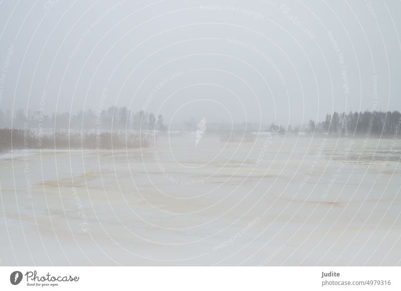 Serene winter landscape over the lake. Blurred foggy background Empty Abstract Pattern Design Smooth Holiday season idyllically Nature Ocean Sky Beach Summer