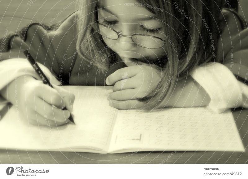 ...the seriousness of life Child Girl Student Pen School Study Magazine taferklassler Schoolchild Homework Effort