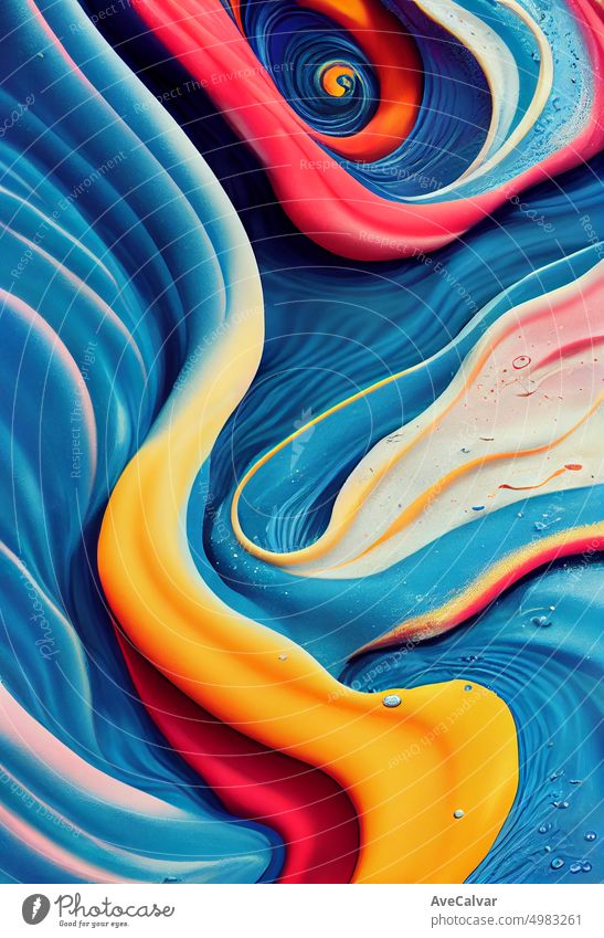 Colorful abstract twirling background of rainbow textured shapes. Oil acrylic paint concept. wallpaper illustration, Organic pastell lines as abstract wallpaper background header