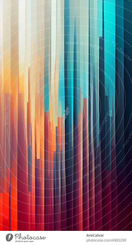Abstract rainbow color background with straight lines in colorful gradient. Pixel sorting concept, . Digital art 3D illustration. Copy space,design, wallpaper, packaging