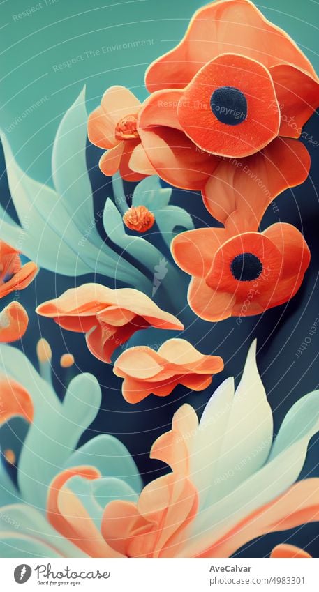 Seamless floral pattern with flowers, watercolor,digital illustration, copy space concept. Social media banner for digital marketing. Contemporary background. Post template. Hand drawn concept.