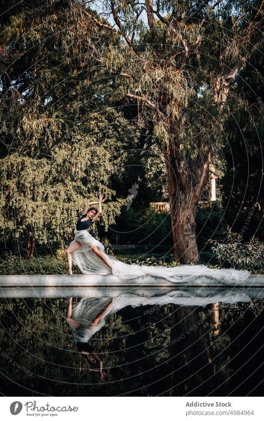 Young ballerina posing by the water beautiful portrait veil model beauty woman young female person girl style attractive fashion dance elegance art one modern