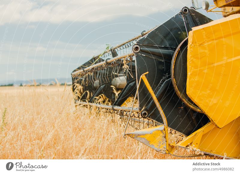 Combine harvester working in a cereal field agriculture barley combine combine harvester countryside dirt environment equipment farm grain industrial landscape