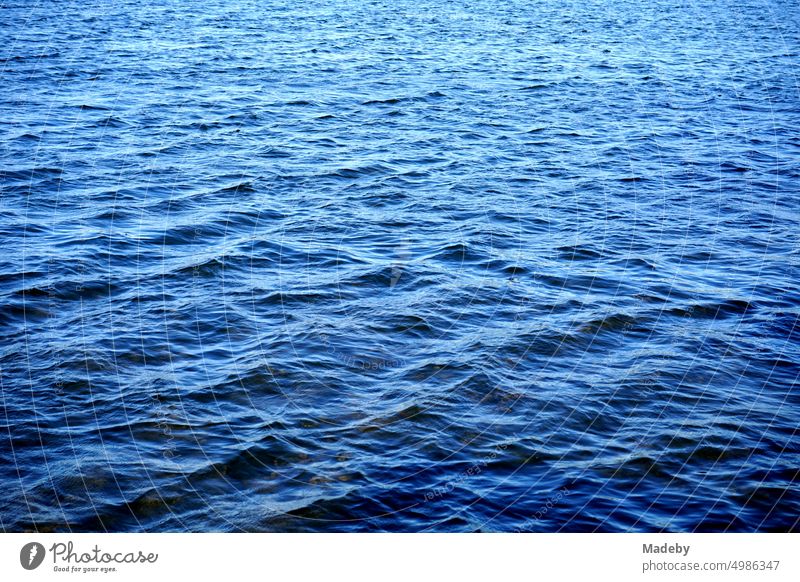 Blue shimmering water surface with light waves of the Poyrazlar Gölü near Adapazari in summer sunshine in the province of Sakarya in Turkey Country life Wetland