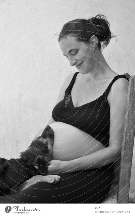 Pregnancy | in black and white | rejoice together. Woman Human being pregnant women pregnancy Pregnant Baby Stomach maternity Love Mother pretty Life Happy