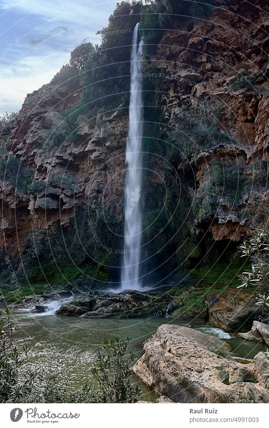 A large waterfall on a sunny day. Sato de la Novia.Navajas backgrounds distant horizontal journey no people tranquility vacations north photography color image