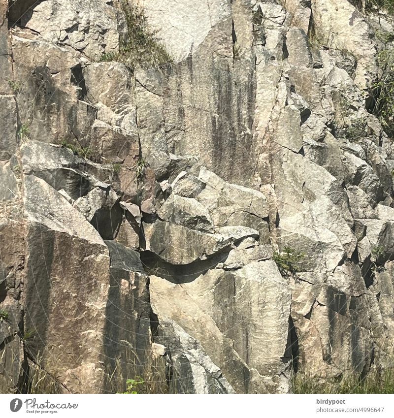 Rock face in sunlight (granite stone) Sun Yellow Gray Wall of rock Climbing Climbing wall mountains Black Forest sunshine Granite stones