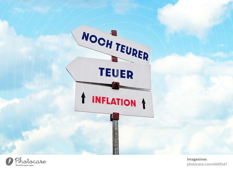 Signpost with inflation, Expensive and even more expensive Even more expensive out Nature Clouds Blue Sky .

arrow arrow icon background backgrounds business