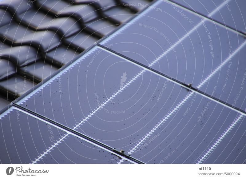 Solar module photovoltaic system on a roof Close-up Module Module type solar Solar cells Solar Energy Sunlight Solar Power Save energy Environmental protection