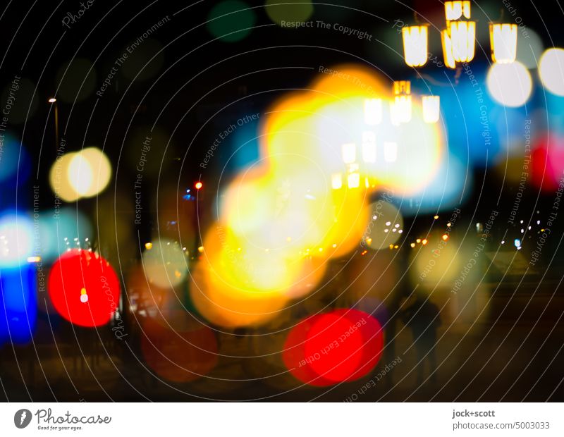 blurred colorful lights in the darkness Night Artificial light Reaction bokeh Visual spectacle Structures and shapes Abstract Light (Natural Phenomenon)