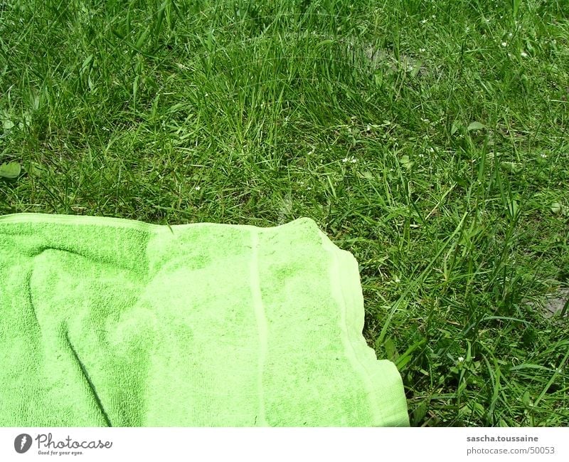 Green on green / green at green Towel Lawn Grass Lie Sun Sunbathing Solar Power Swimming & Bathing Cloth Beach Meadow Summer Leisure and hobbies beach towel