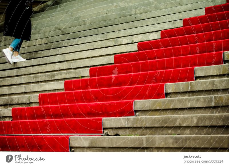 Care | climb the stairs next to the red carpet Stairs Red carpet Culture Lanes & trails Pecking order Structures and shapes Architecture Symbols and metaphors