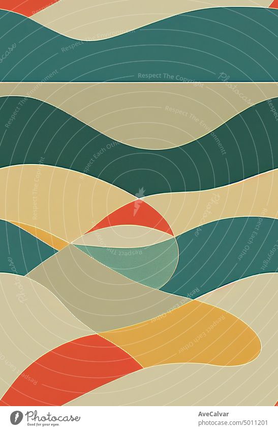 Background with mid century modern christmas wallpaper pattern with copy space. abstract shape composition creativity curve futuristic geometry no people