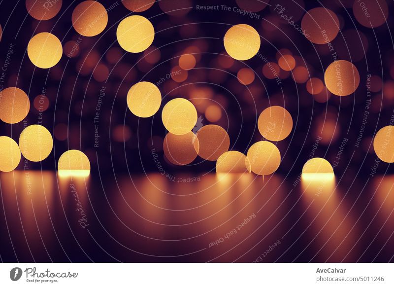 Abstract golden glittering in the dark background with blurred bokeh lights backdrop abstract dust festive glamour glow magic party shine sparkle space glowing