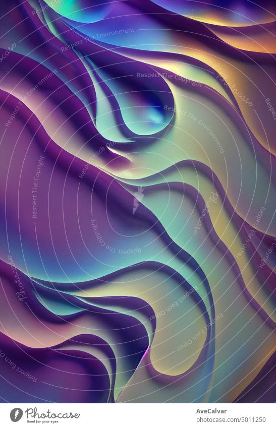 Abstract shapes, holographic, fluid and liquid colors, trendy gradients futuristic abstract modern dynamic fantasy flow flowing neon purple spectrum vibrant