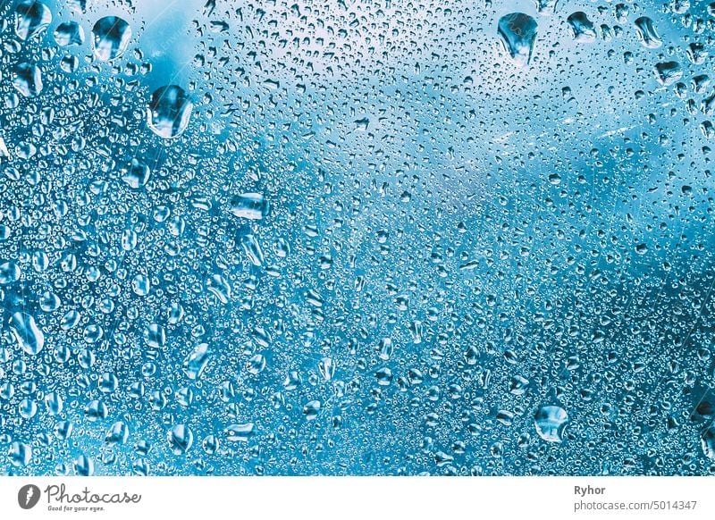 Water Drops Rain Blue Glass Background autumn bubble nature pattern fresh bright surface element light background blue textured cold perfection water-drop