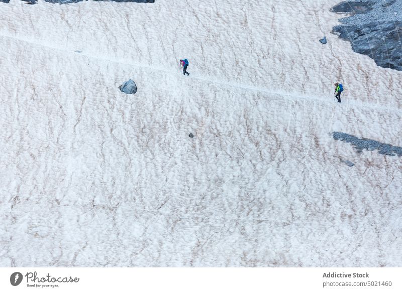 Mountaineers walking on glacier in mountains mountaineer explore together path slope na