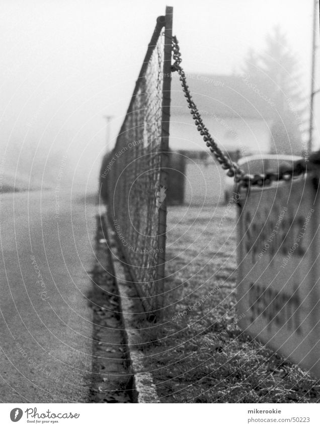Playground closed Fence Control barrier Fog Dark Playing Barred Bans Wire netting fence Border Curbside Exclusion Ball games prohibited Prohibition sign Barrier