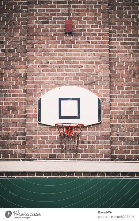 old basketball hoop on a wall Basketball basket Old Basketball arena basketball court Sports Sporting Complex brick wall