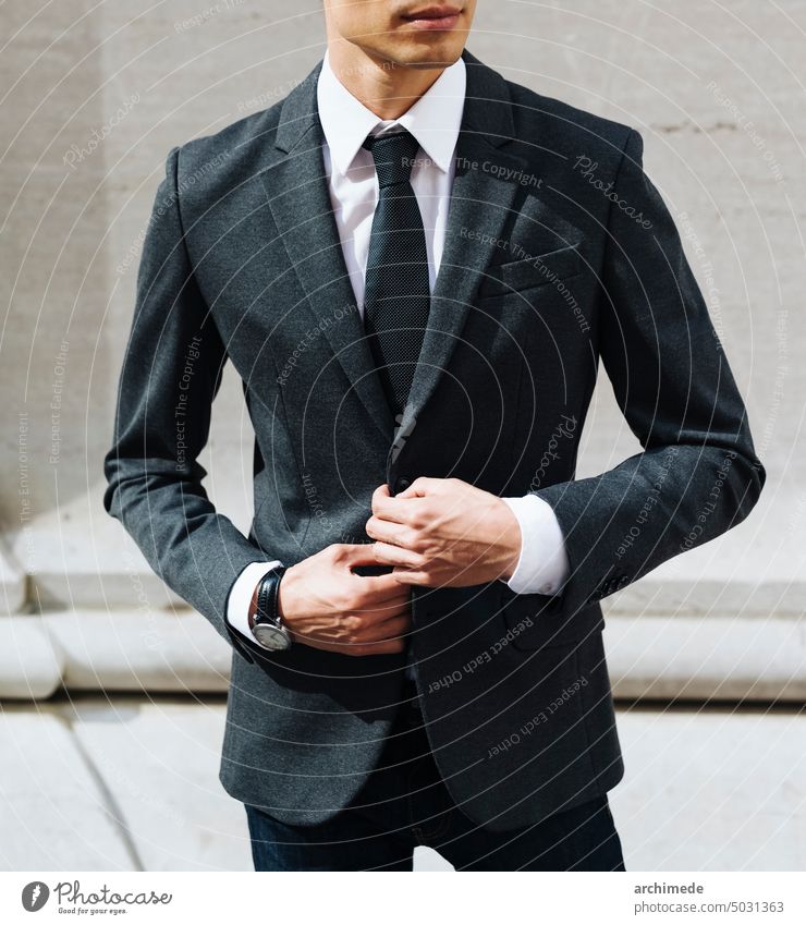 Elegant male businessman outfit detail fashion elegant elegance suit dress city jacket shirt tie watch clothing white