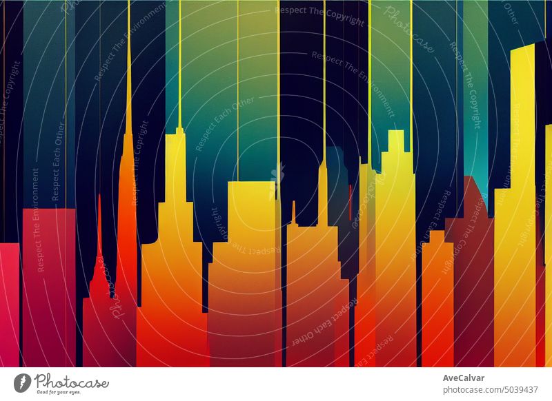 Minimal illustration of a city in different colors. Vectorial style image skyscraper abstract modern commercial corporate downtown estate graphic london