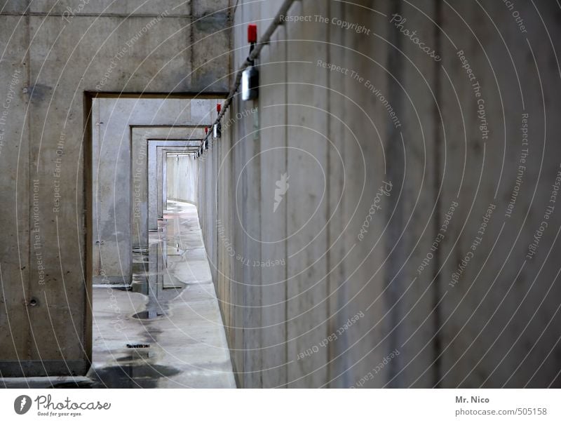 end in sight Tunnel Building Architecture Wall (barrier) Wall (building) Facade Loneliness Abstract Corridor Concrete Concrete wall Industrial plant