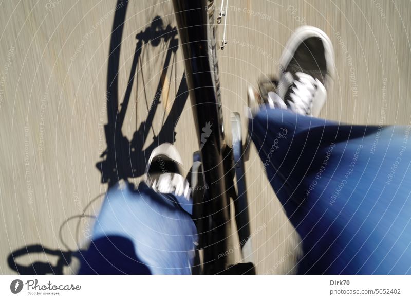 View of my feet while cycling, with plenty of motion blur Bicycle Cycling Dynamic Dynamics Movement Speed Driving Exterior shot Street Transport