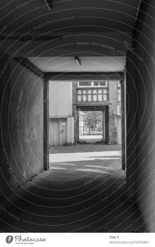 Wedding passage Berlin Backyard b/w Black & white photo Deserted Day Exterior shot Town Downtown Capital city Architecture Manmade structures Old town Building