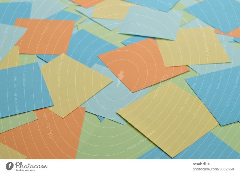 motley | colorful notes wildly distributed in a pile Piece of paper Notepad variegated Multicoloured Pamphlet Empty notice Heap conceptually Abstract Paper memo