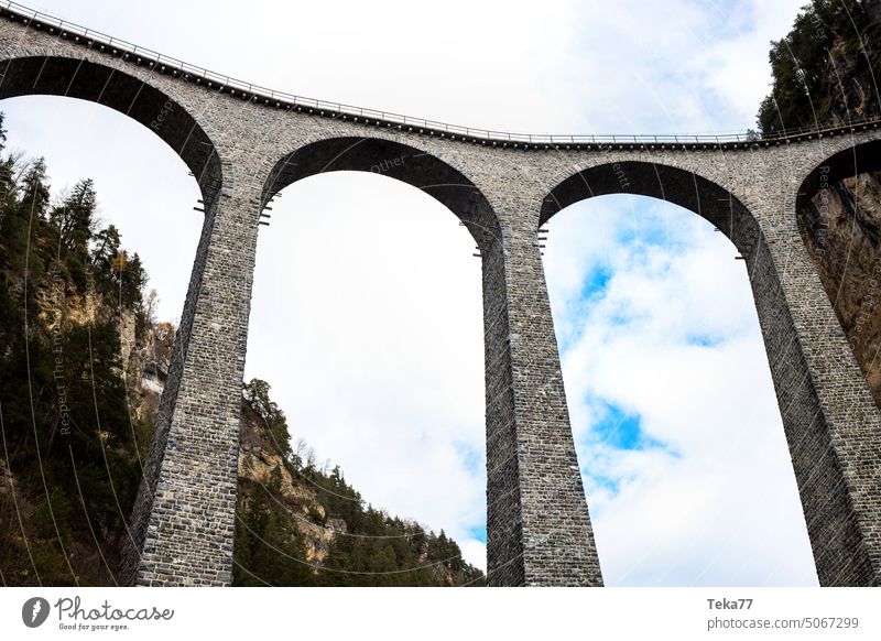 Landwasser Viaduct Grisons #1 land water Switzerland Swiss Alps rhb land water viaduct Railroad swiss railroad mountains Transport World heritage