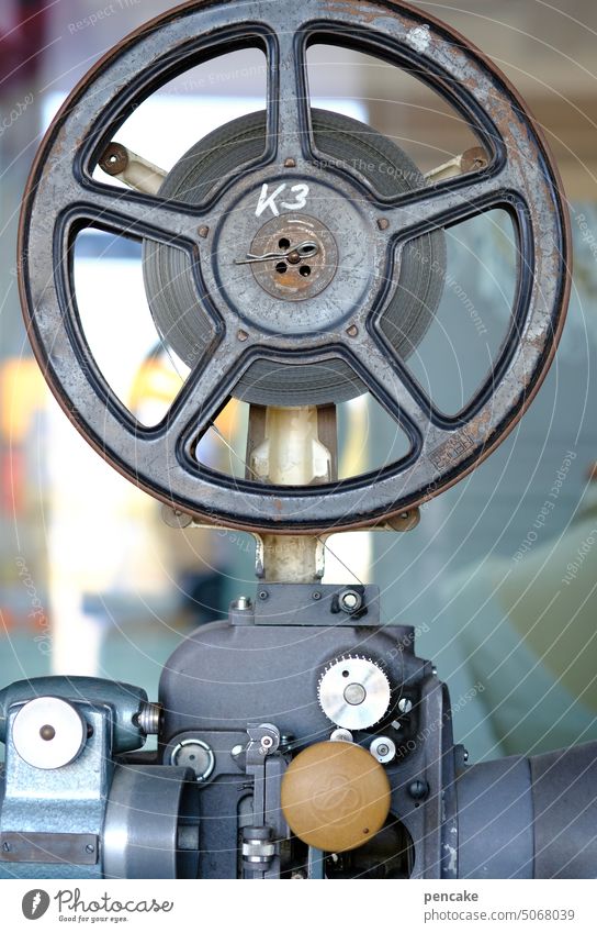 welcome to the wrong movie! Projector Cinema Analog Motion picture Canvas Spool false film vintage Film industry Culture Retro Media Nostalgia Close-up