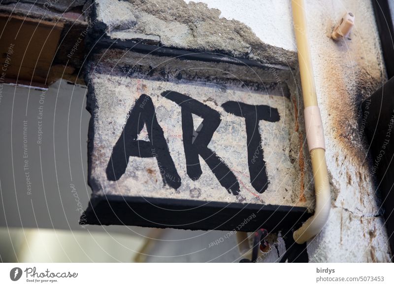 ART - Inscription on a steel beam. Art manner Word Creativity Artistic freedom Culture Letters (alphabet) Central perspective Graffiti Characters Steel carrier