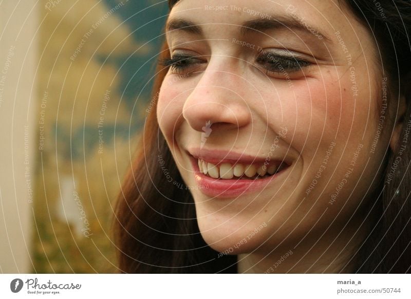 keep smiling Laughter Funny Happy Smiling Young woman Youth (Young adults) Portrait photograph Face of a woman Partially visible Section of image Teeth