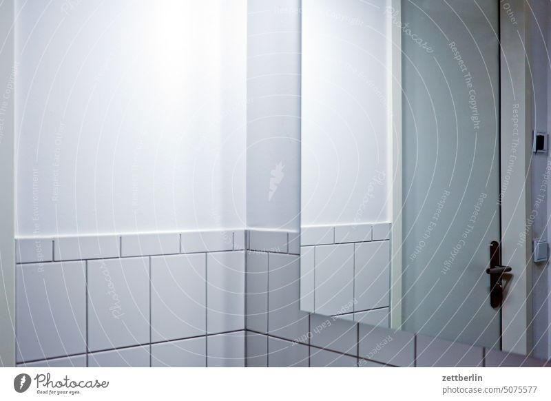 Washroom mirror Bathroom bathroom tiles hygiene neat Mirror Toilet washroom White hygienic Mirror image Corner Niche