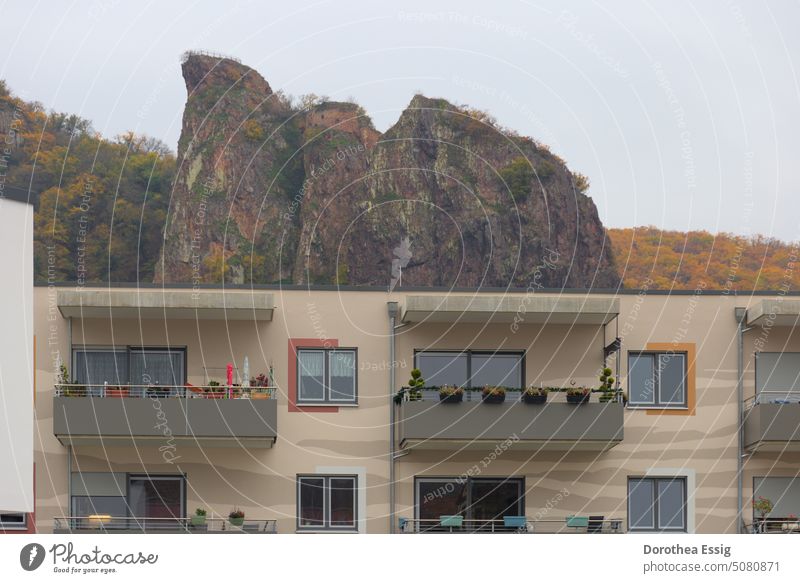 The Rotenfels - concrete construction in front of natural rock Wall of rock Landscape Exterior shot Nature Apartment house Concrete construction Painted
