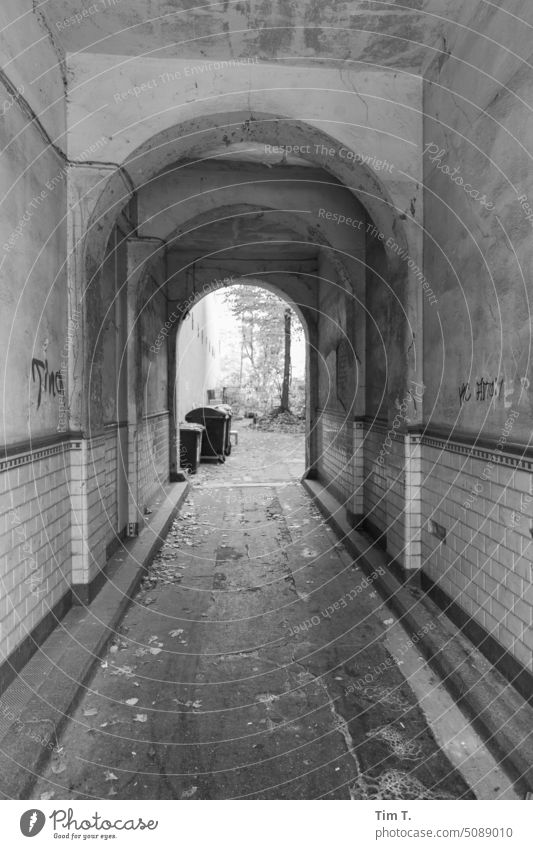 Entrance to the courtyard Wedding Berlin b/w bnw unrefurbished Backyard Black & white photo Capital city Day Town Exterior shot Deserted Downtown Architecture