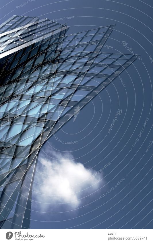 vertiginously Glas facade Double exposure Sky Architecture Modern Modern architecture Glass Window High-rise Office building Structures and shapes Reflection