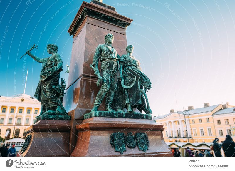 Helsinki, Finland. Details Of Monument To Russian Emperor Alexander II In Senate Square travel city religion scandinavia sightseeing place europe helsinki