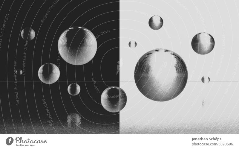 abstract 3D rendering of black and white spheres three-dimensional design modern shape background technology structure futuristic illustration space geometric