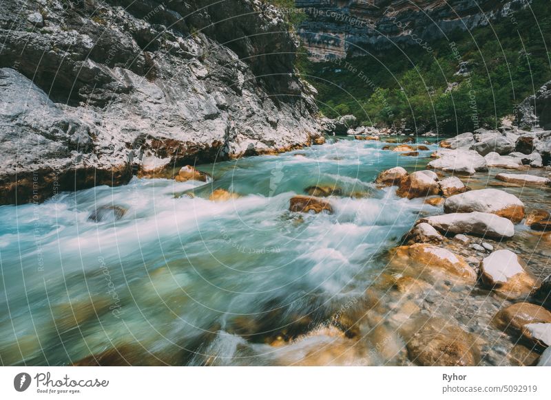 Mountain River. Scenic View Of Verdon River In France rock foam water outdoor mountain nobody wave flowing water stone river gorge freshness landscape stream