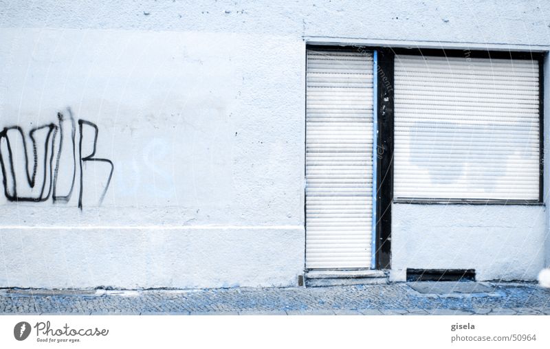 virus Transience Gloomy Loneliness Roller shutter Kreuzberg Twilight Graffiti caginess sadness transitoriness