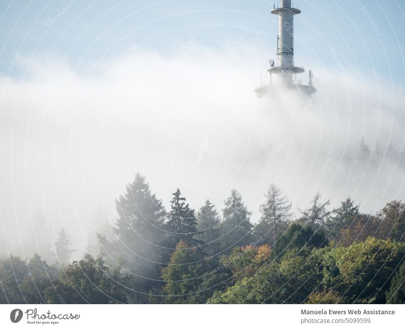 The Bielefeld TV tower in the fog in the middle of the Teutoburg Forest Television tower teutoburg forest Fog wafts of mist Haze hünenburg East Westphalians
