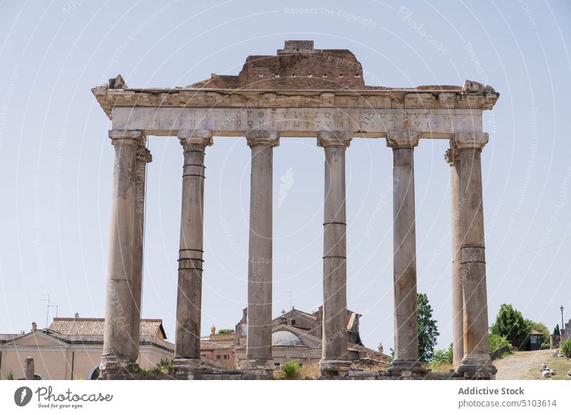 Remains of ancient temple on square ruin architecture historic famous heritage culture monument rome italy temple of saturn roman forum archaeology exterior