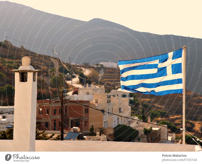 The Greek Flag greece greek island tinos summer holidays dusk vacation