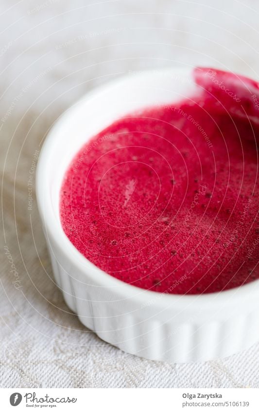 Berry's jam in a bowl. pink. food magenta viva sweet white berry foam color bright